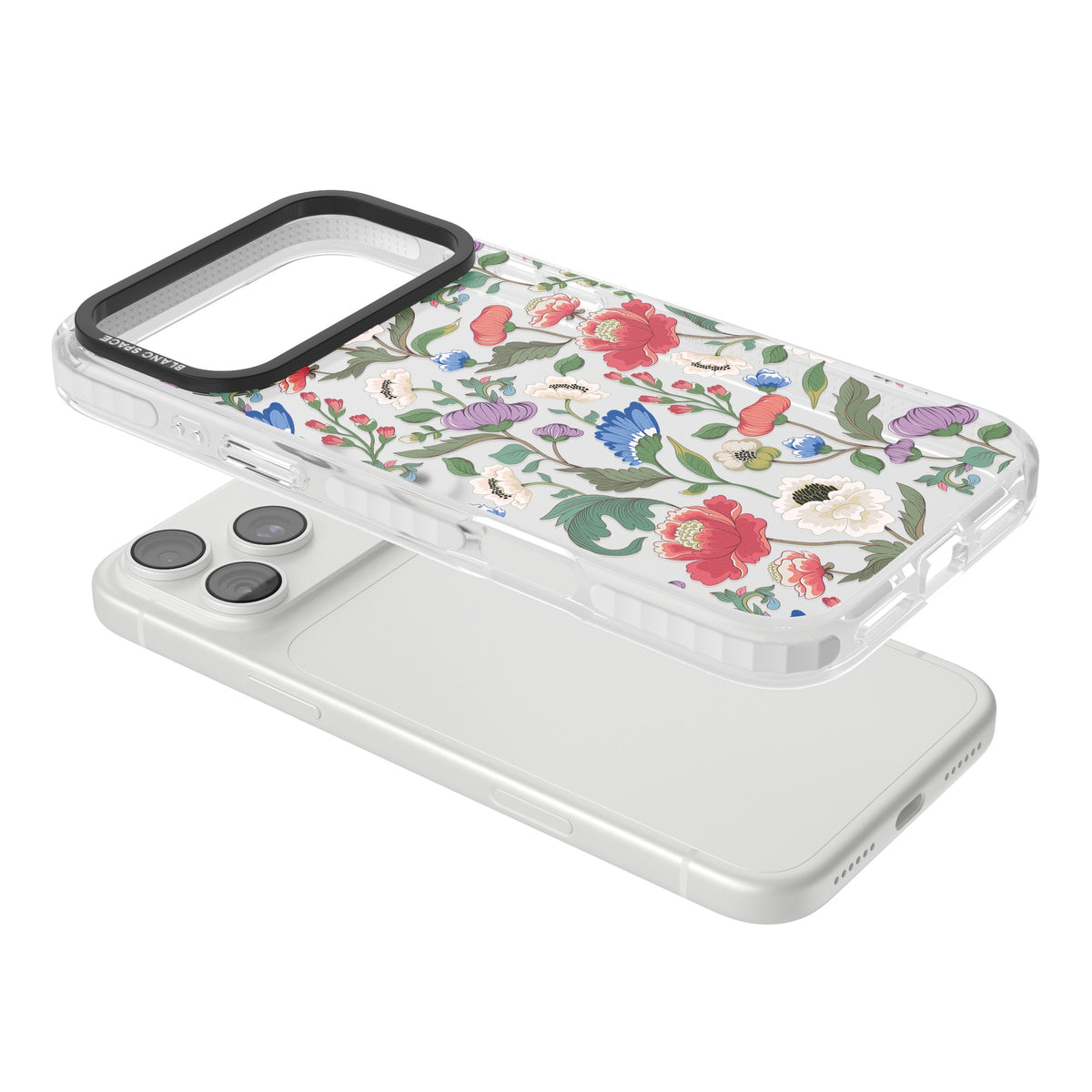 Chinoiserie Bloom iPhone 18 Pro Max Impact Clear Phone Case angled