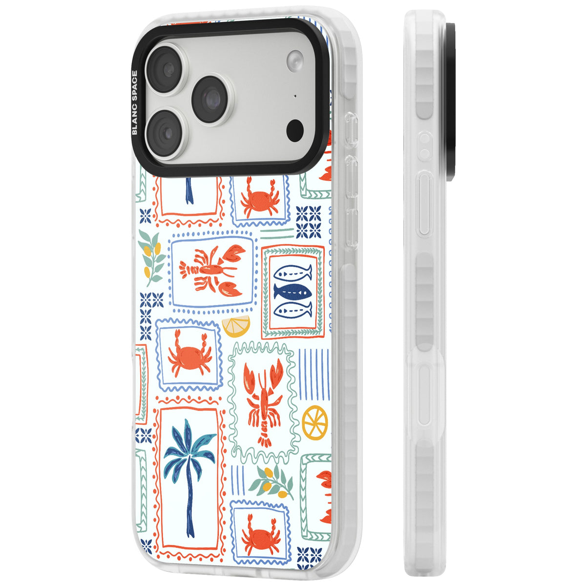 Seaside Stamps iPhone 18 Pro Max Impact Clear Phone Case side