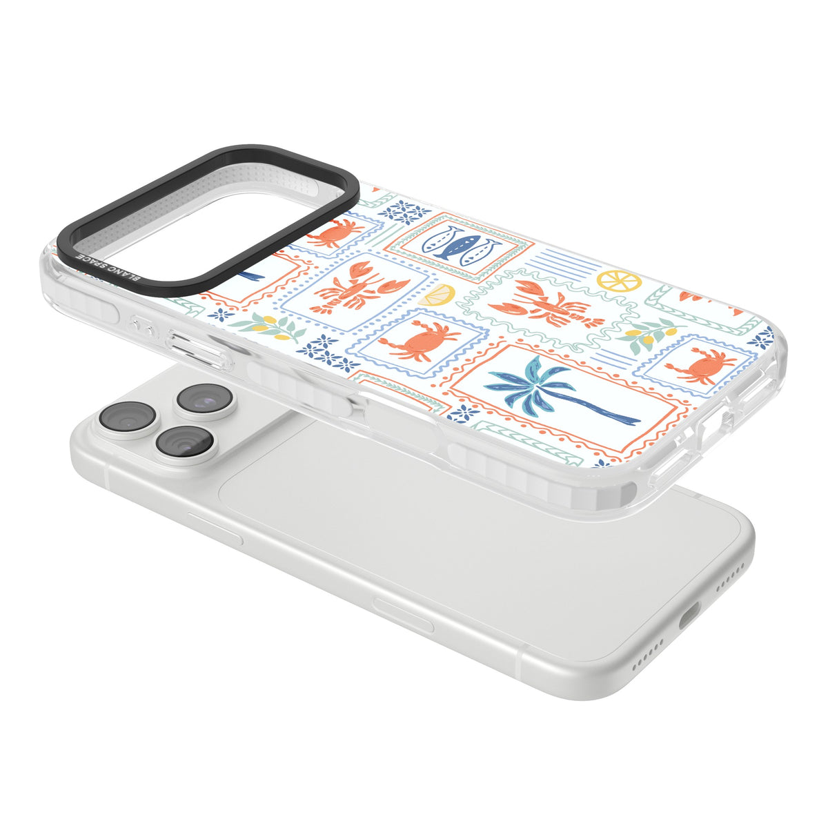 Seaside Stamps iPhone 18 Pro Max Impact Clear Phone Case angled