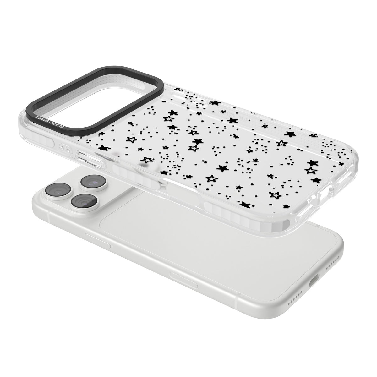 Midnight Stars iPhone 18 Pro Max Impact Clear Phone Case angled