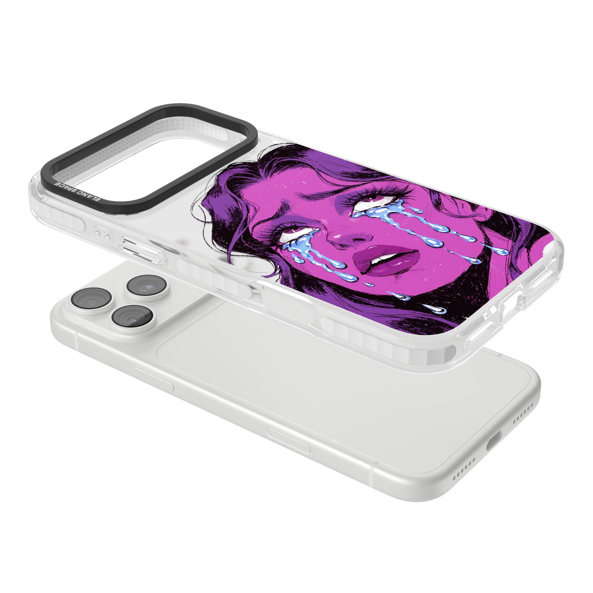 Drama Queen iPhone 18 Pro Max Impact Clear Phone Case angled