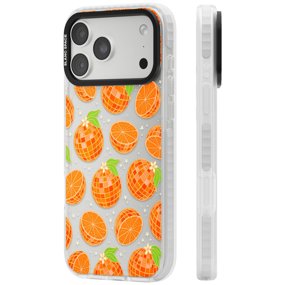 Disco Oranges iPhone 18 Pro Max Impact Clear Phone Case side