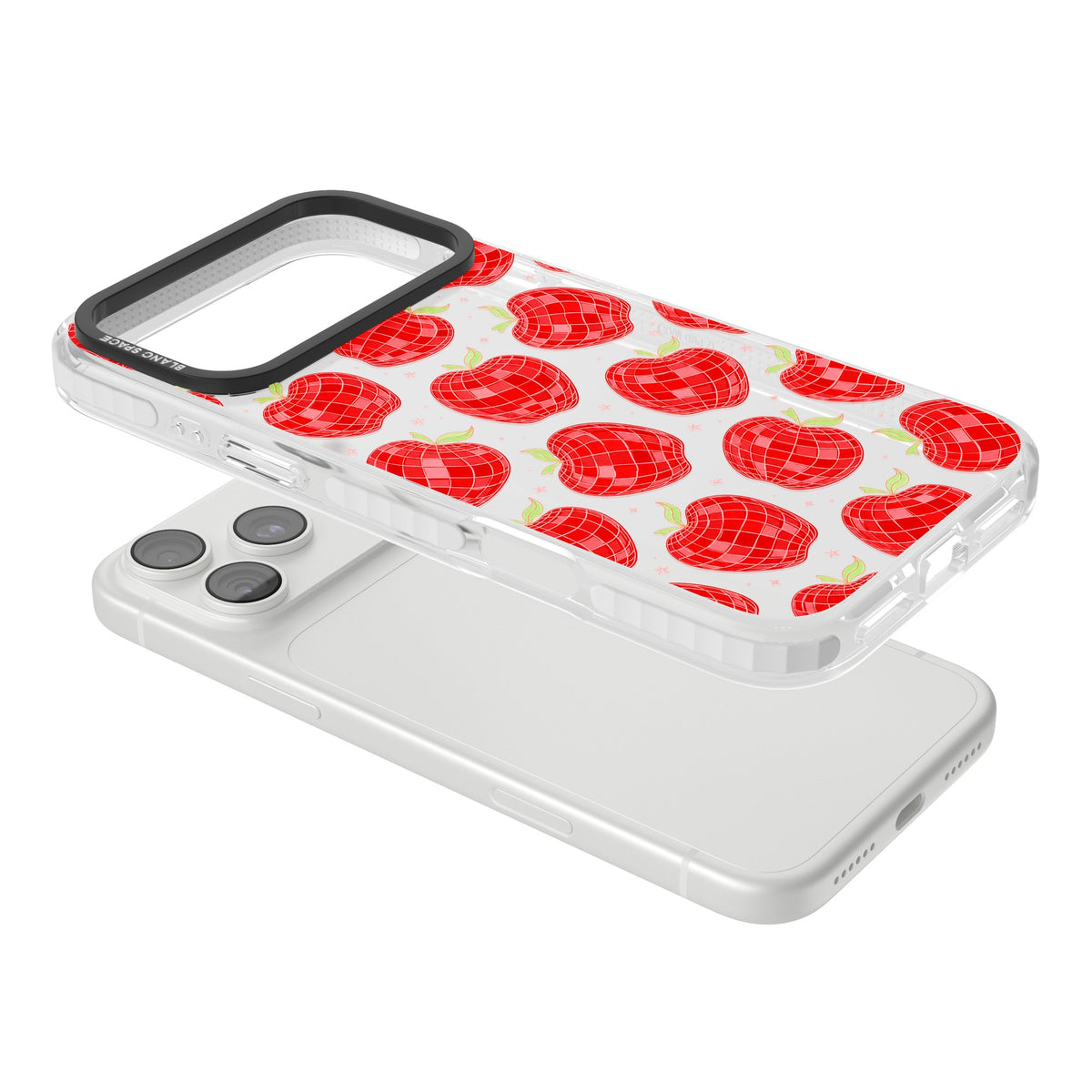 Disco Apples iPhone 18 Pro Max Impact Clear Phone Case angled