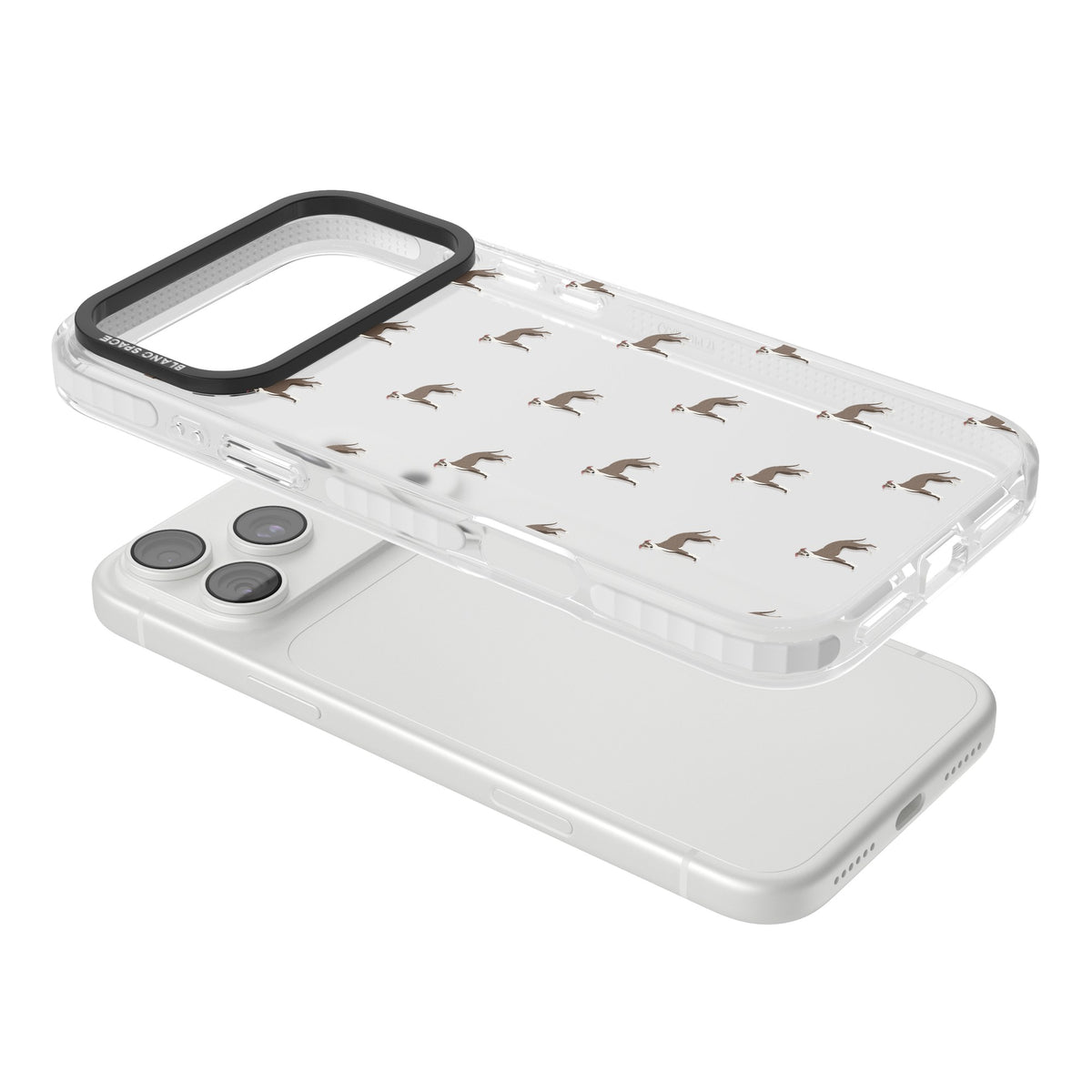 Whippet Dog Pattern Clear iPhone 18 Pro Max Impact Clear Phone Case angled