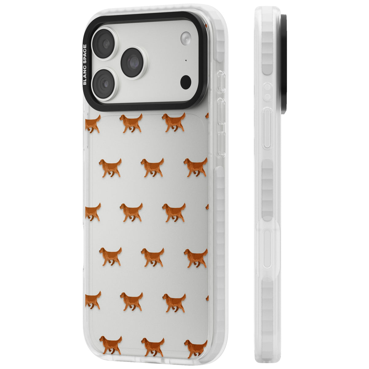 Golden Retriever Dog Pattern Clear iPhone 18 Pro Max Impact Clear Phone Case side