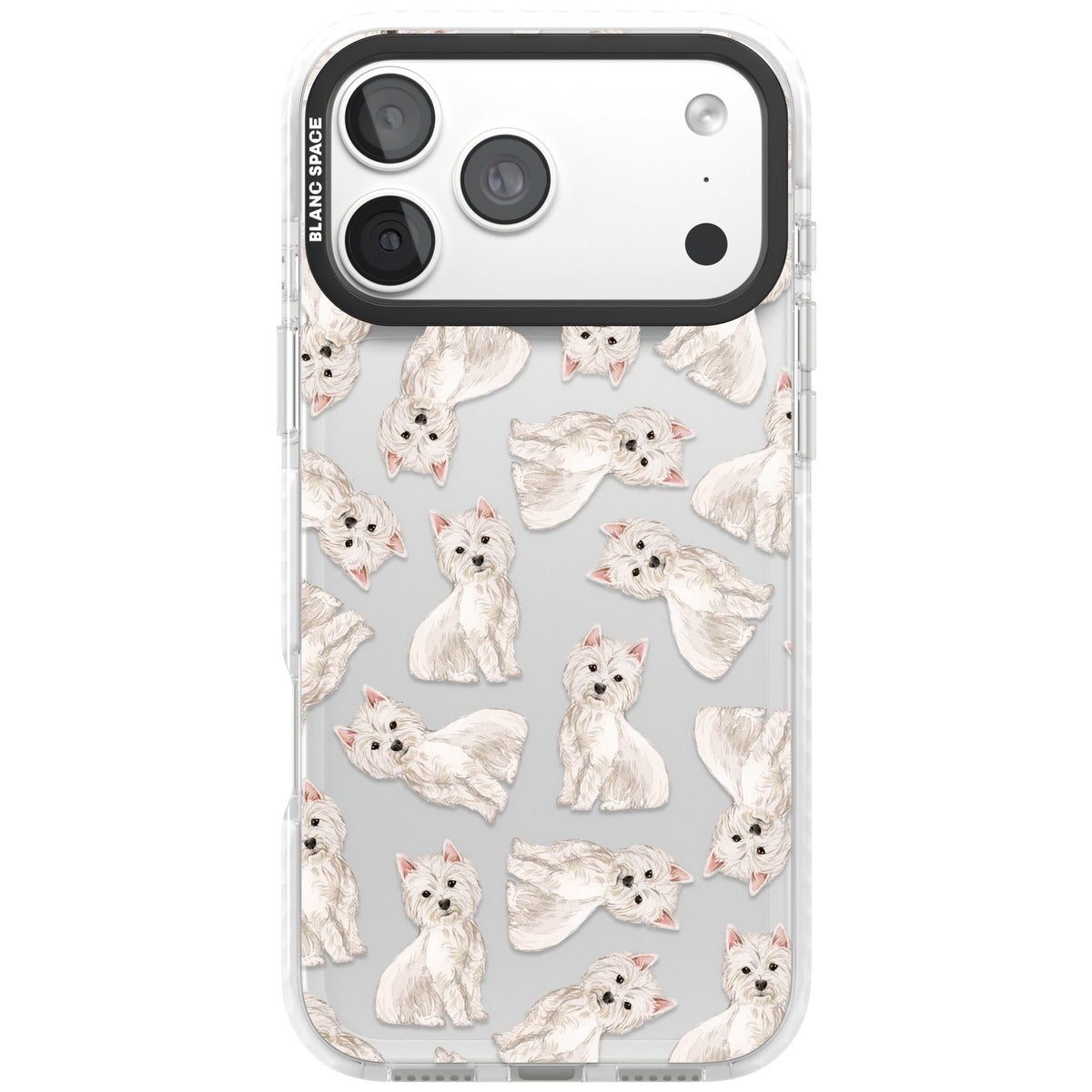 Westie Dog Pattern iPhone 18 Pro Max Impact Clear Phone Case front