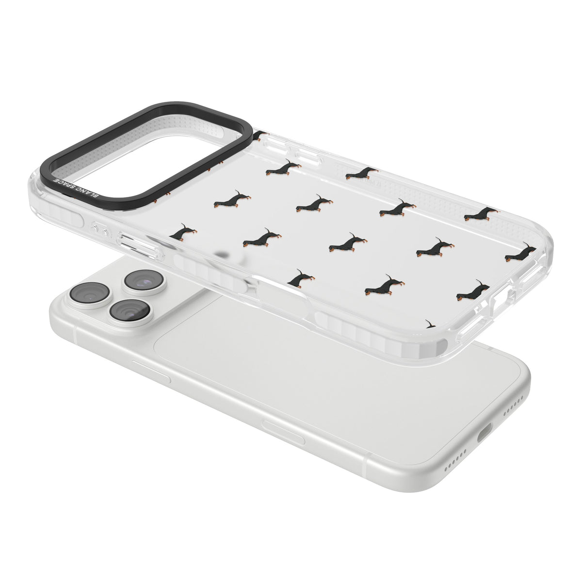 Dachshund Pattern Clear iPhone 18 Pro Max Impact Clear Phone Case angled