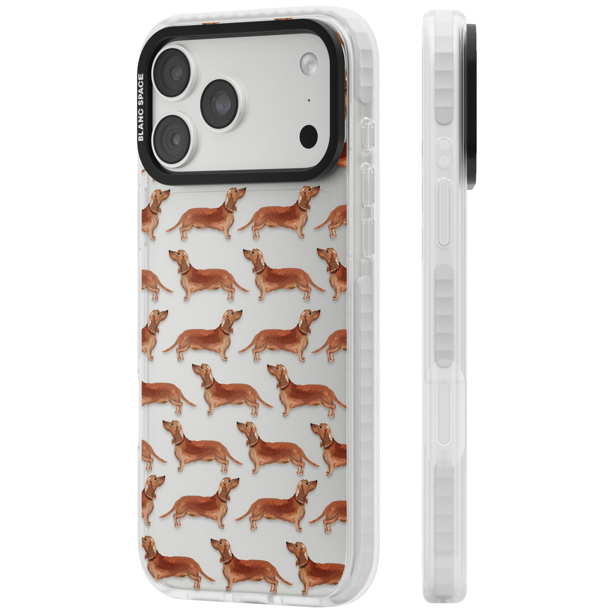 Dachshund Watercolor Dog Pattern iPhone 18 Pro Max Impact Clear Phone Case side