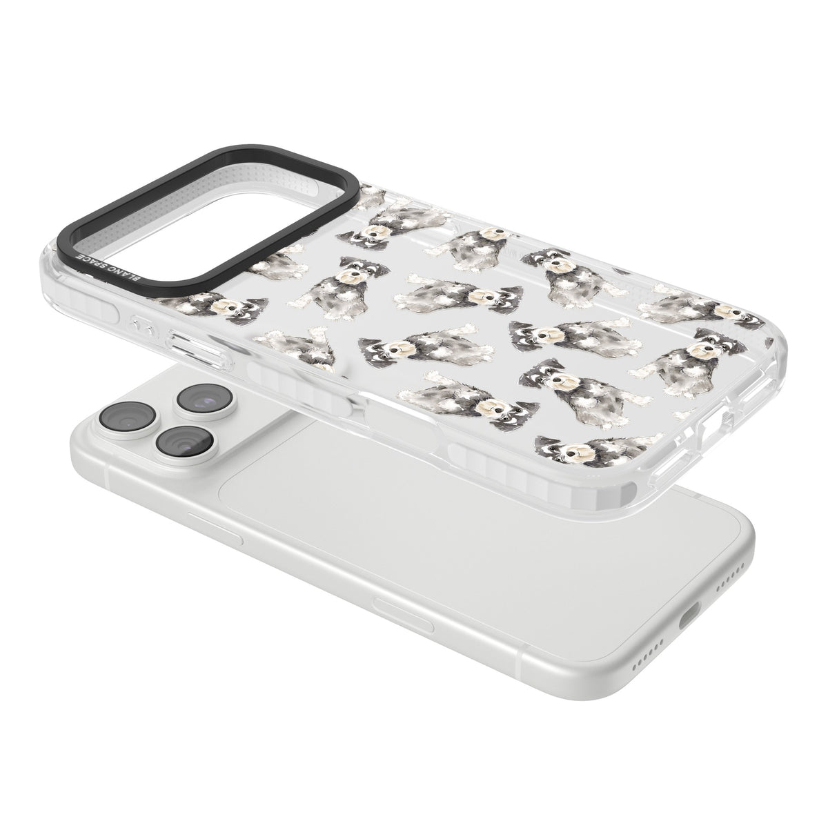 Miniature Schnauzer Watercolor iPhone 18 Pro Max Impact Clear Phone Case angled