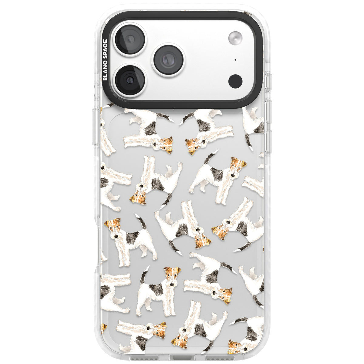 Wire Haired Fox Terrier Dog Pattern iPhone 18 Pro Max Impact Clear Phone Case front