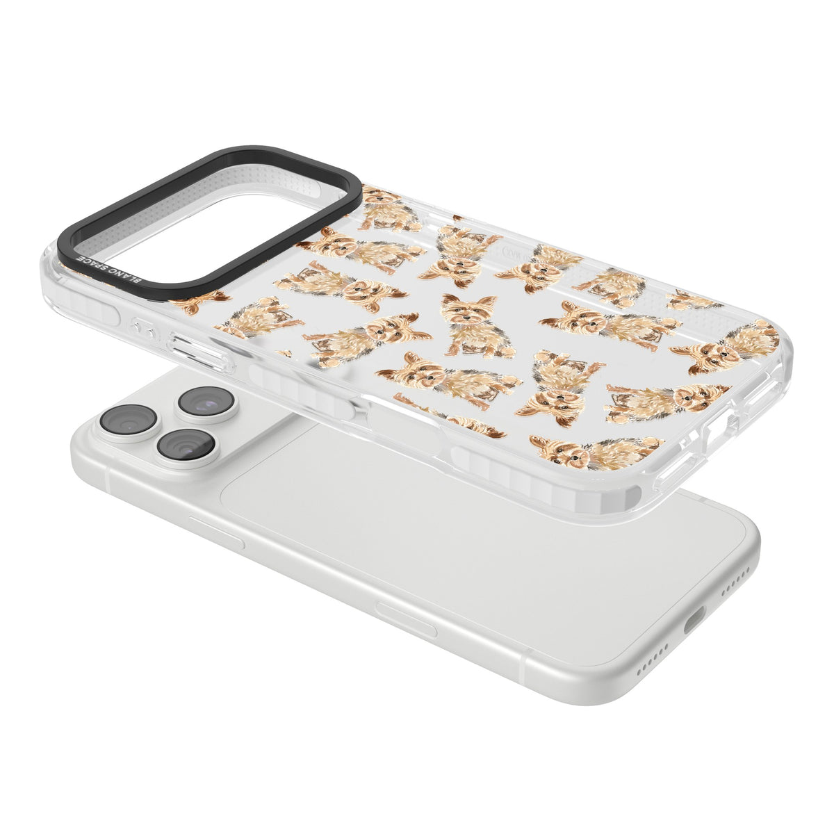 Yorkshire Terrier Dog Pattern iPhone 18 Pro Max Impact Clear Phone Case angled