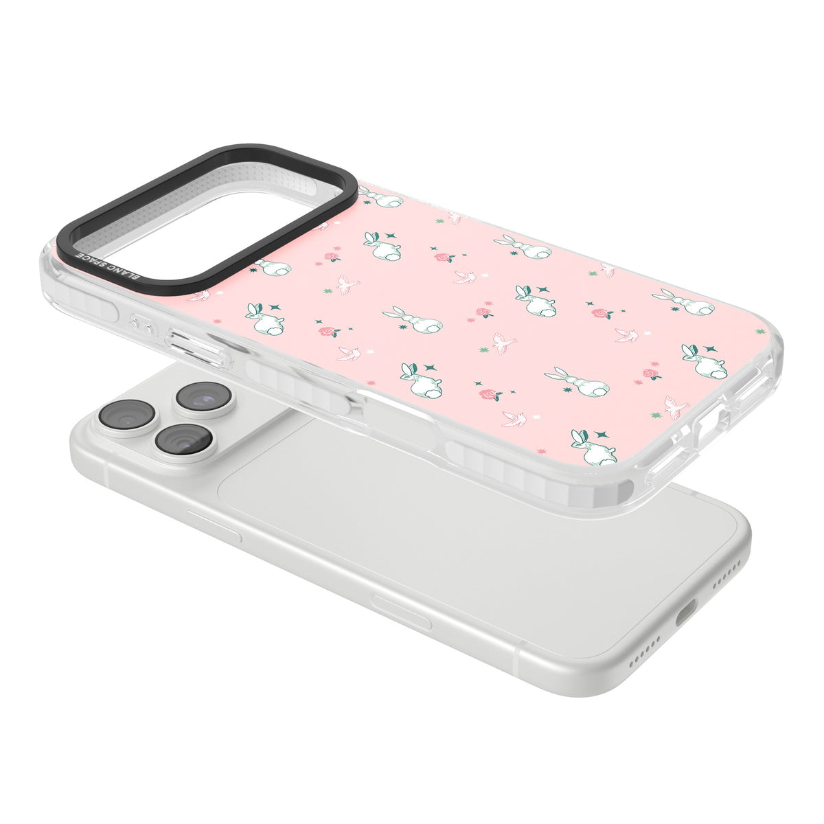 Bunny Garden iPhone 18 Pro Max Impact Clear Phone Case angled