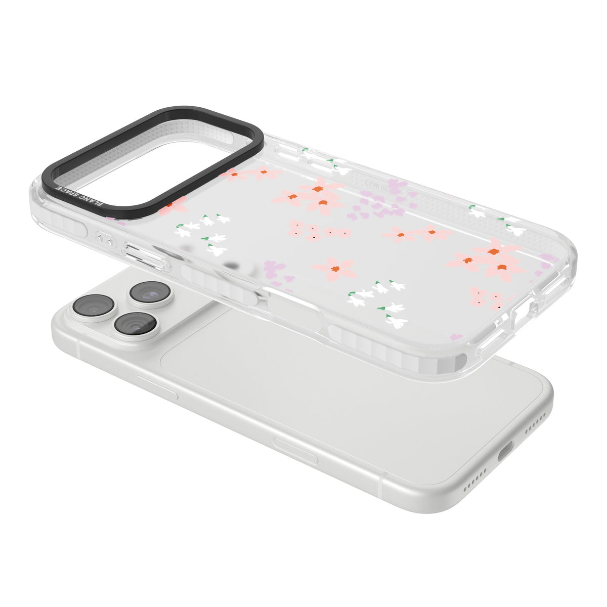 Rose & Violet Flower Mix iPhone 18 Pro Max Impact Clear Phone Case angled