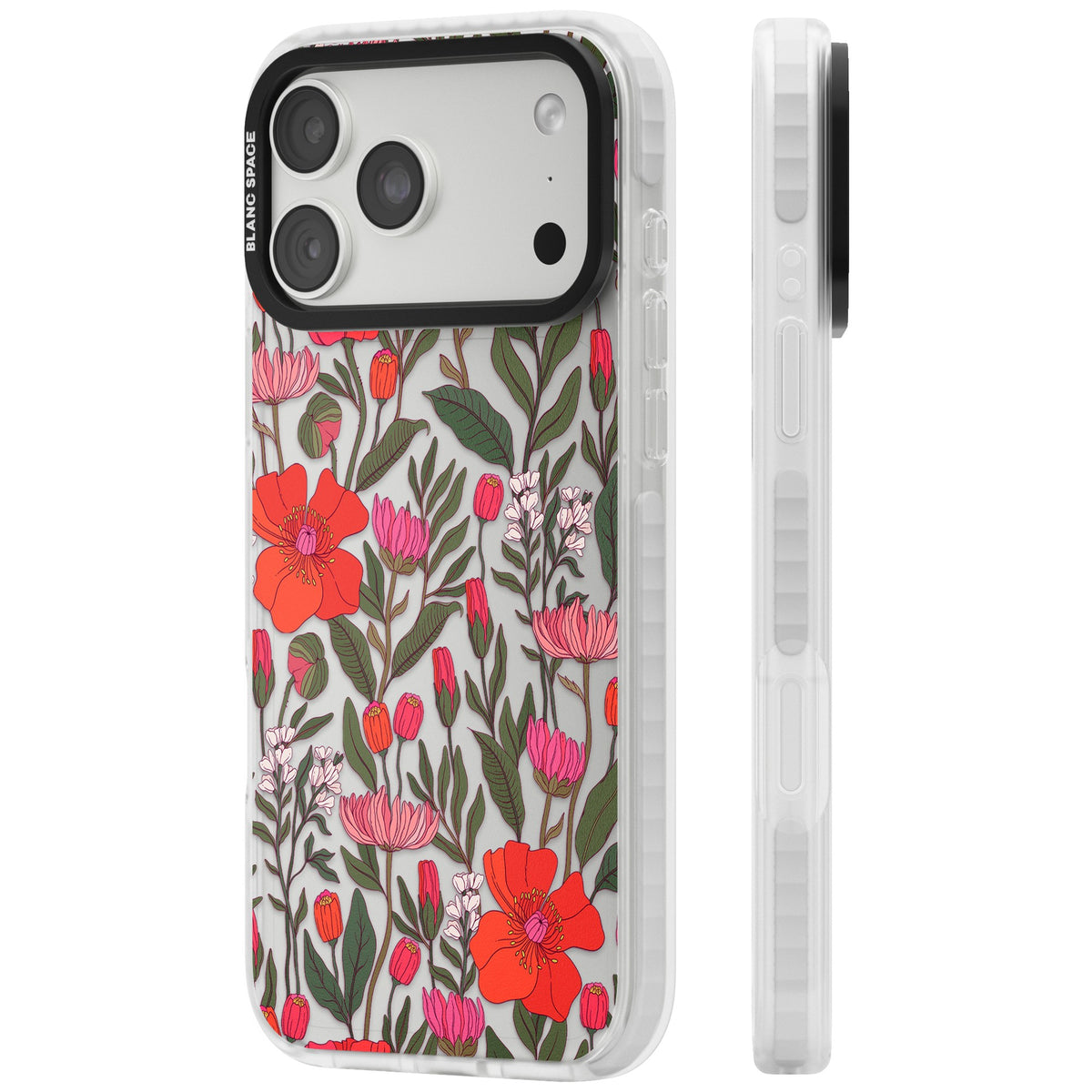 Peachy Floral iPhone 18 Pro Max Impact Clear Phone Case side