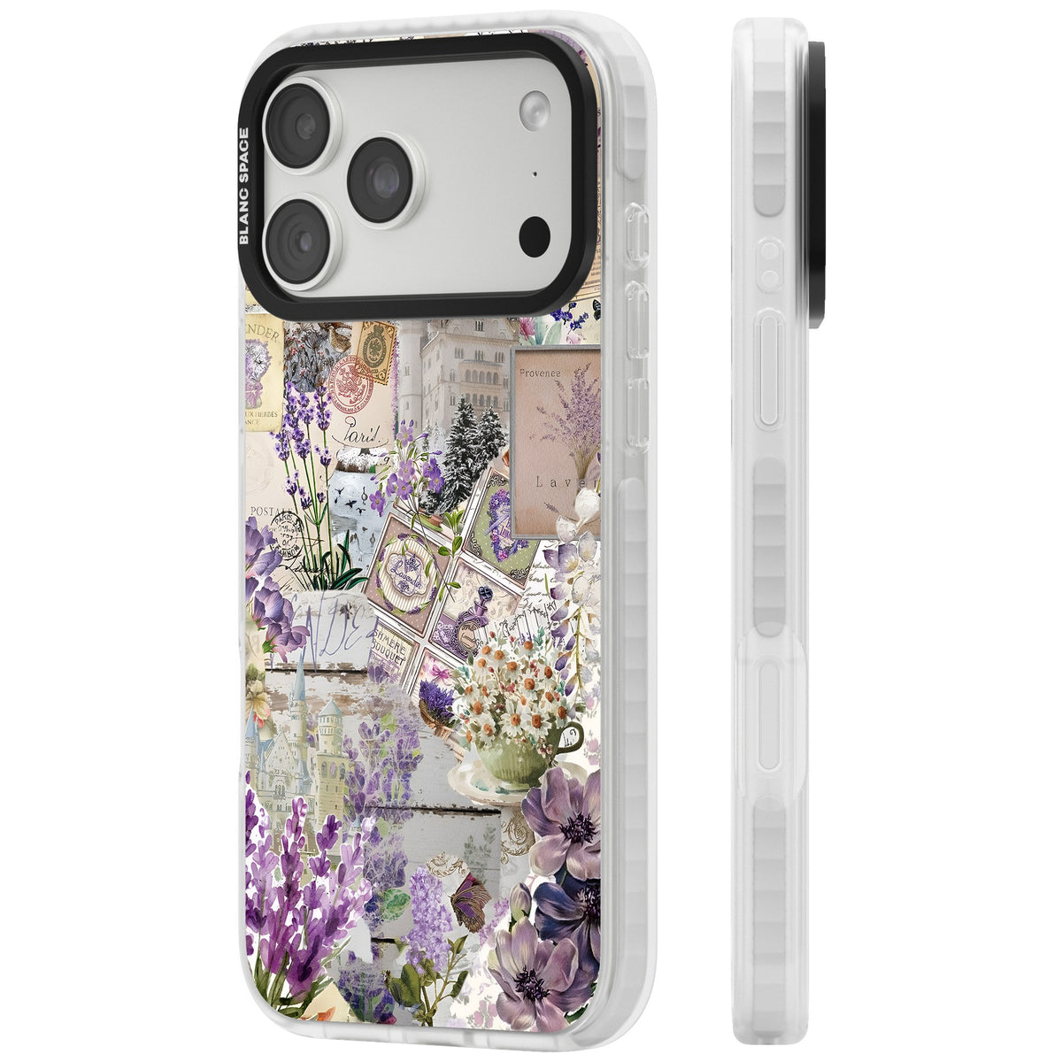 Soft Lavender Collage iPhone 18 Pro Max Impact Clear Phone Case side