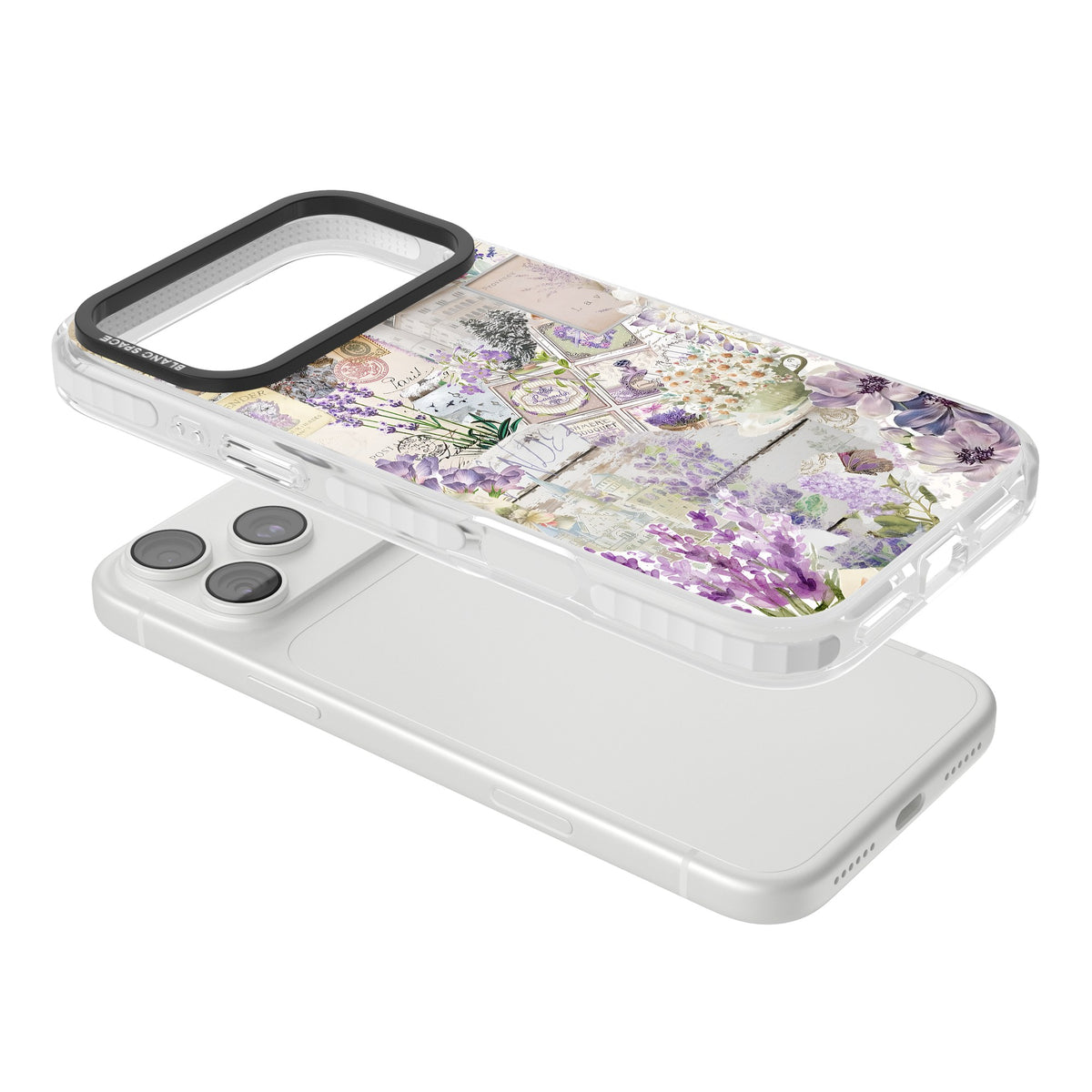 Soft Lavender Collage iPhone 18 Pro Max Impact Clear Phone Case angled