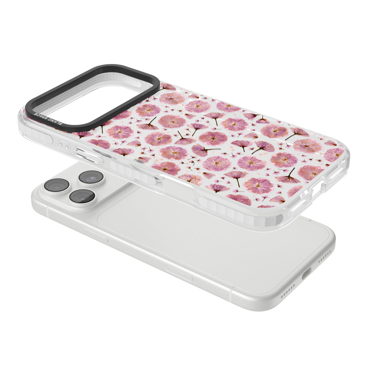 Pink Florals & Blossom iPhone 18 Pro Max Impact Clear Phone Case angled