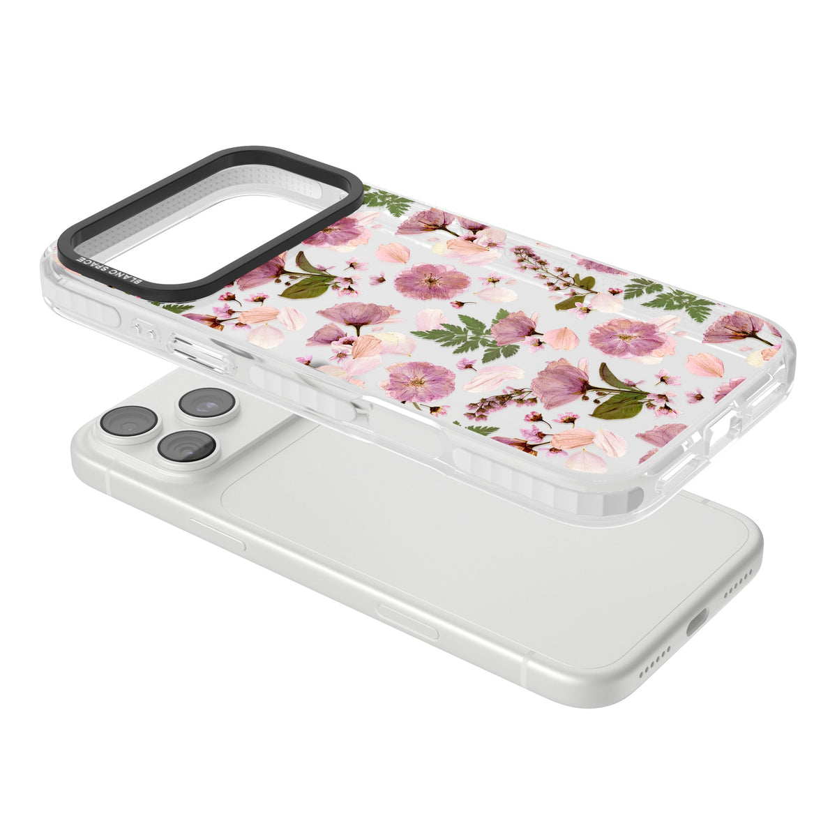 Botanical Blush iPhone 18 Pro Max Impact Clear Phone Case angled