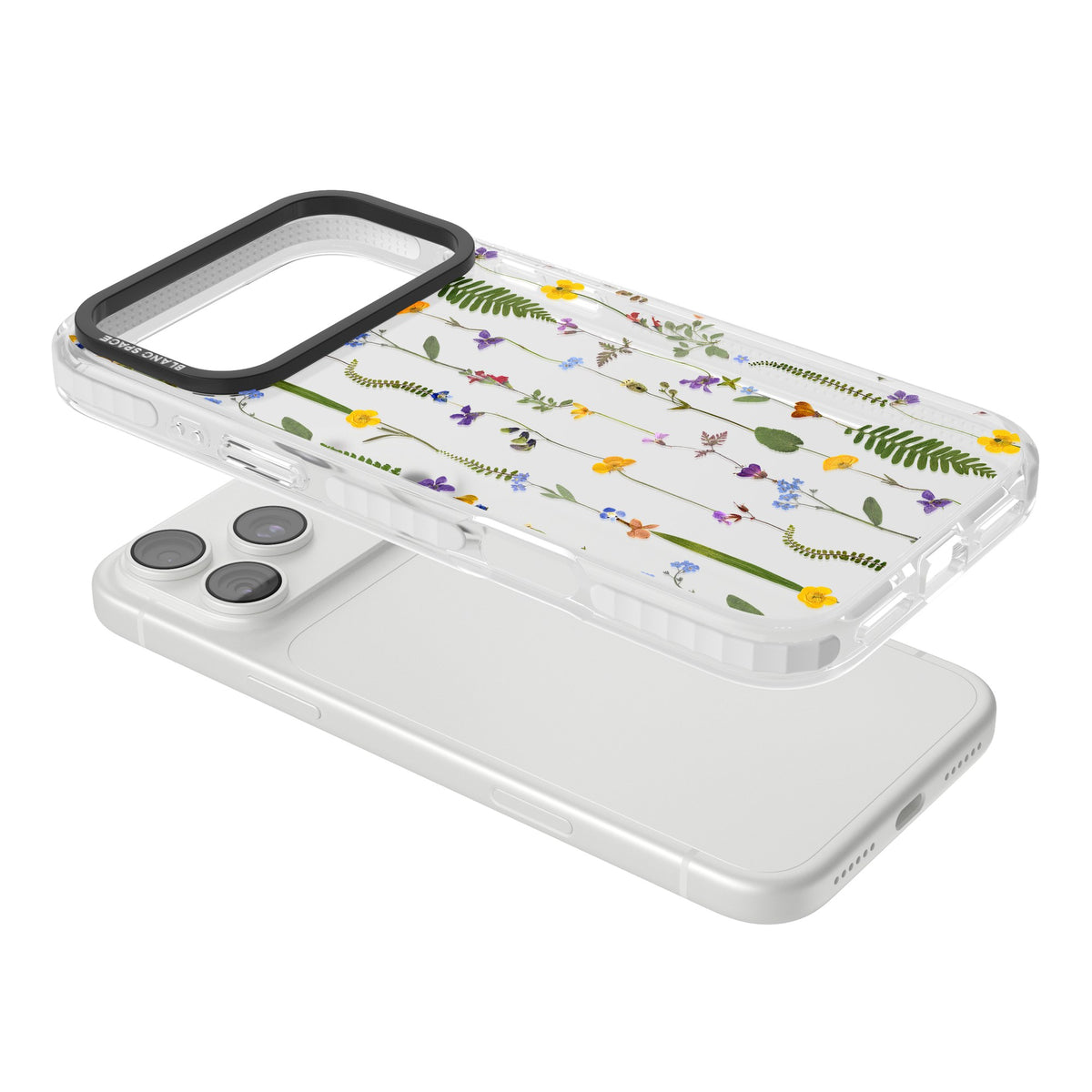 Wildflower Chain iPhone 18 Pro Max Impact Clear Phone Case angled
