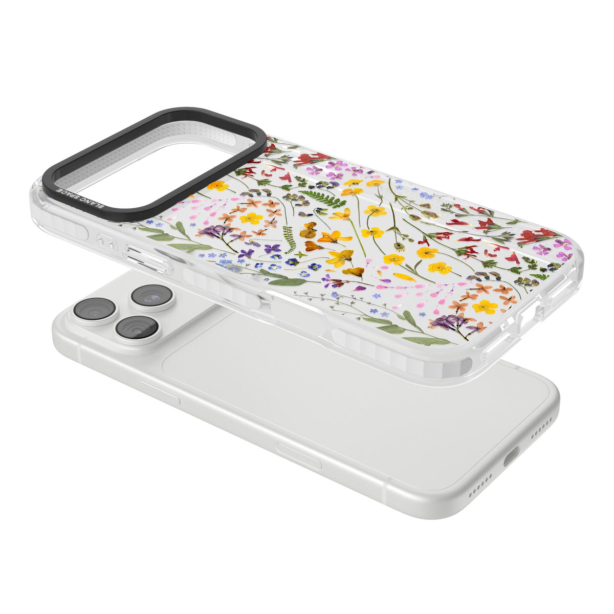 Wildflower iPhone 18 Pro Max Impact Clear Phone Case angled