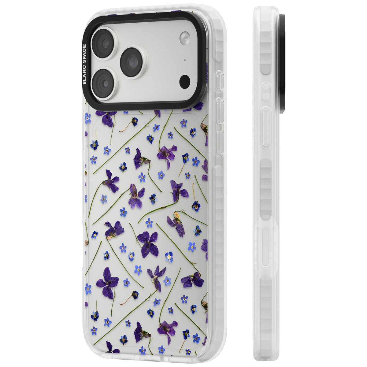 Pressed Violets iPhone 18 Pro Max Impact Clear Phone Case side