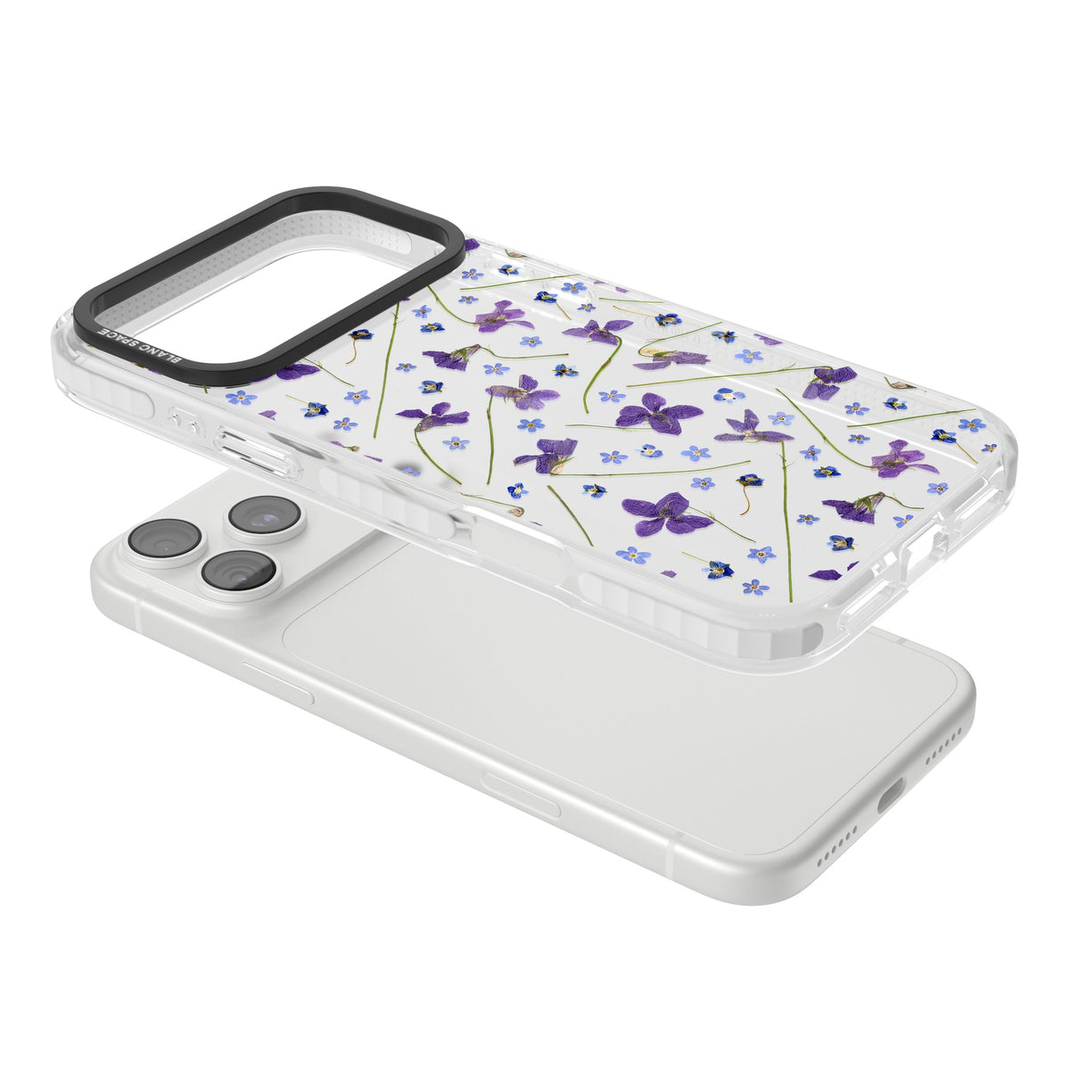Pressed Violets iPhone 18 Pro Max Impact Clear Phone Case angled
