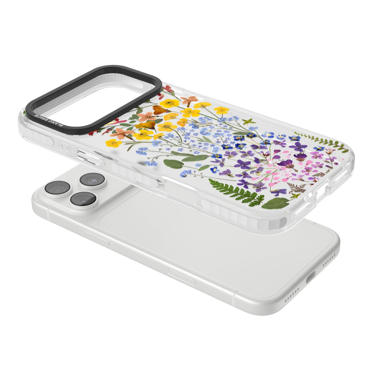 Wildflower Stripe iPhone 18 Pro Max Impact Clear Phone Case angled