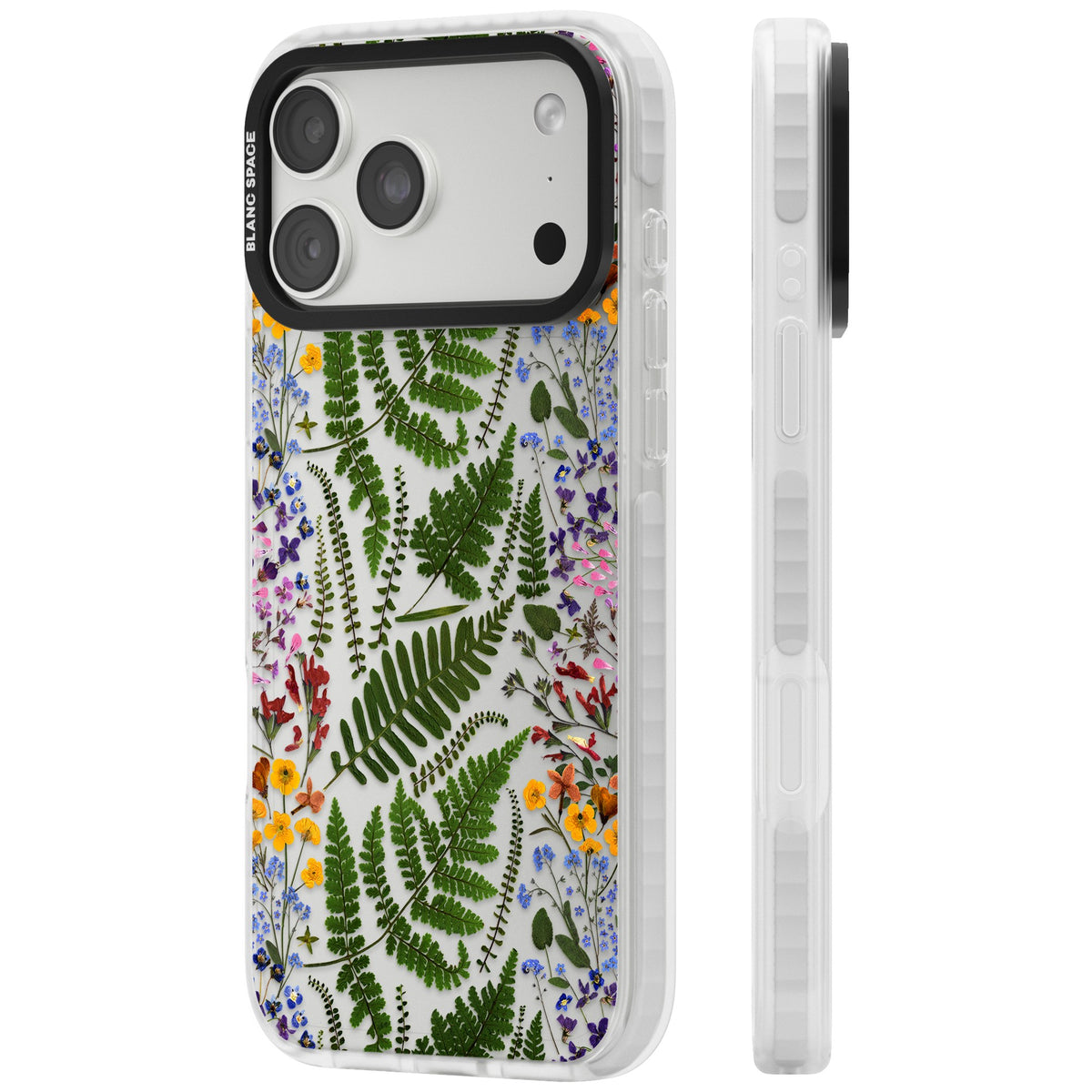 Botanical Fern & Floral iPhone 18 Pro Max Impact Clear Phone Case side
