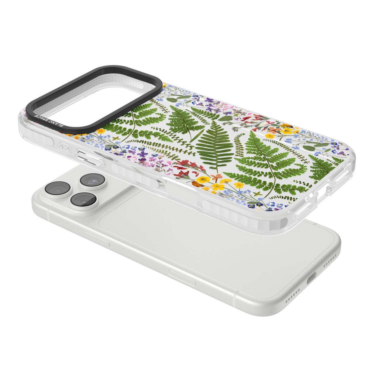 Botanical Fern & Floral iPhone 18 Pro Max Impact Clear Phone Case angled