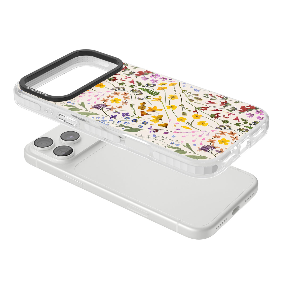 Wildflower Cream iPhone 18 Pro Max Impact Clear Phone Case angled