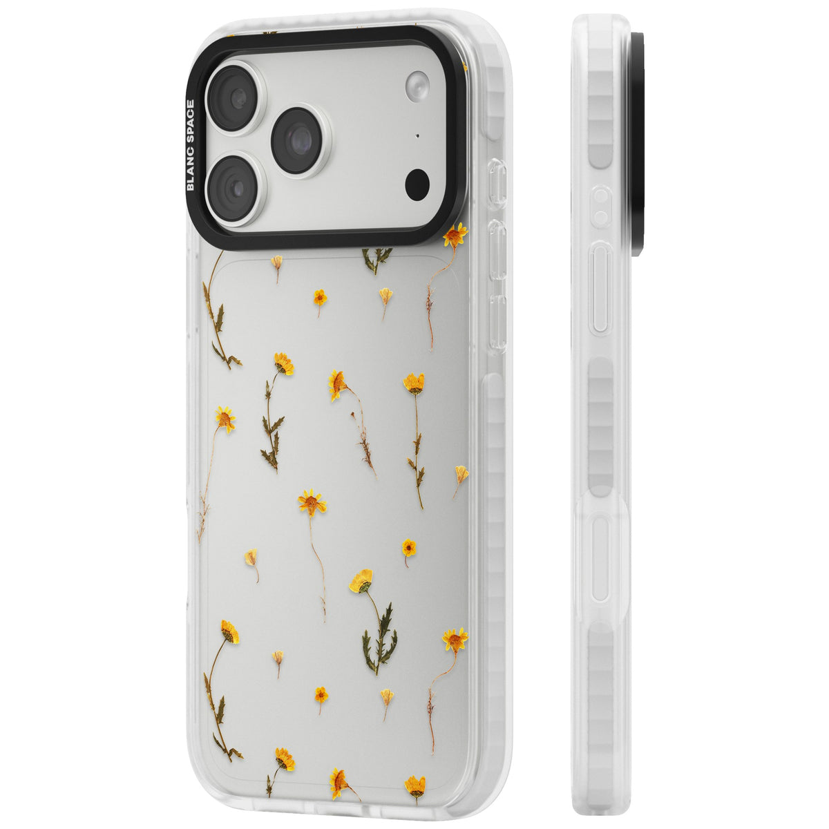 Yellow Wildflower iPhone 18 Pro Max Impact Clear Phone Case side