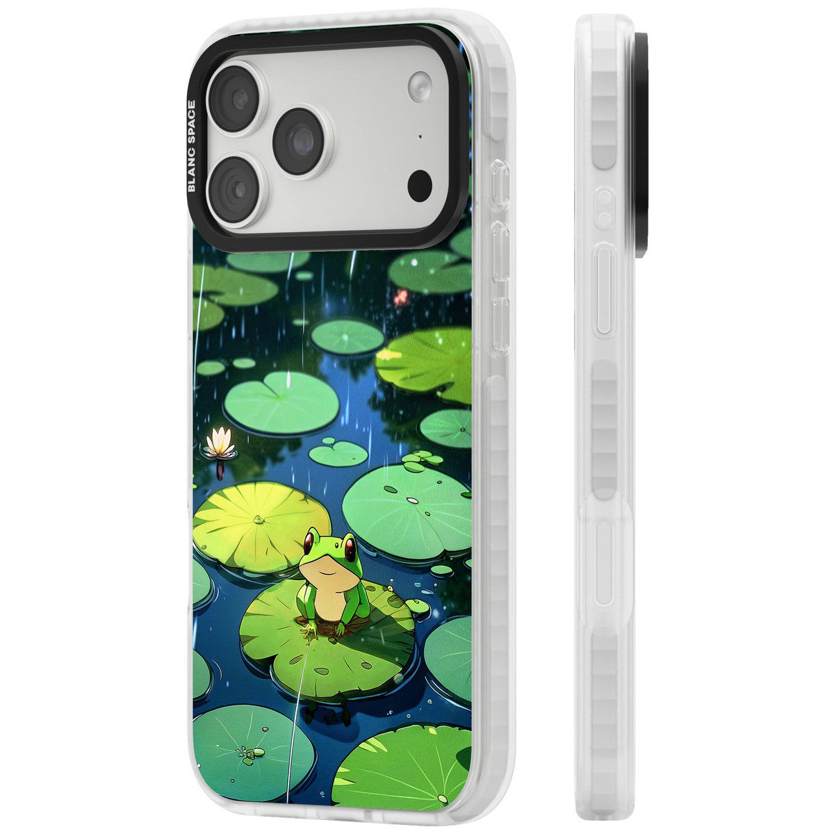 Frog In Lily Pond iPhone 18 Pro Max Impact Clear Phone Case side