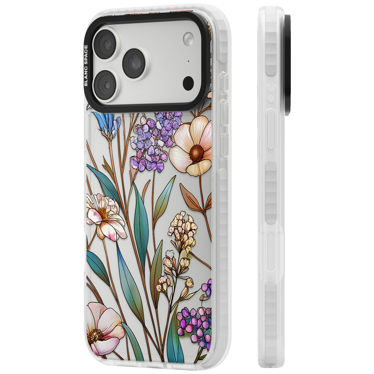 Glass Wildflower Mix iPhone 18 Pro Max Impact Clear Phone Case side