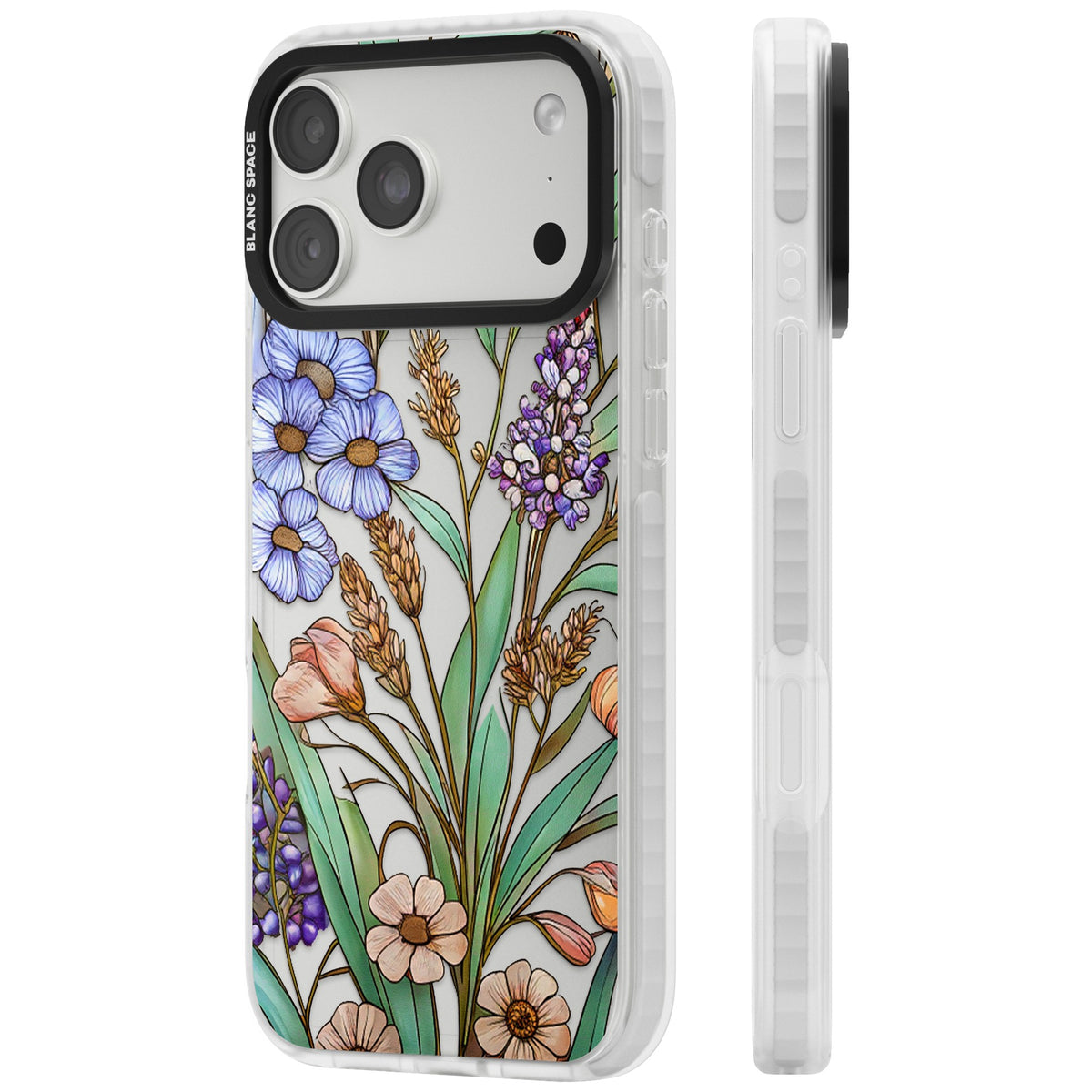 Glass Lavenders & Daisies iPhone 18 Pro Max Impact Clear Phone Case side
