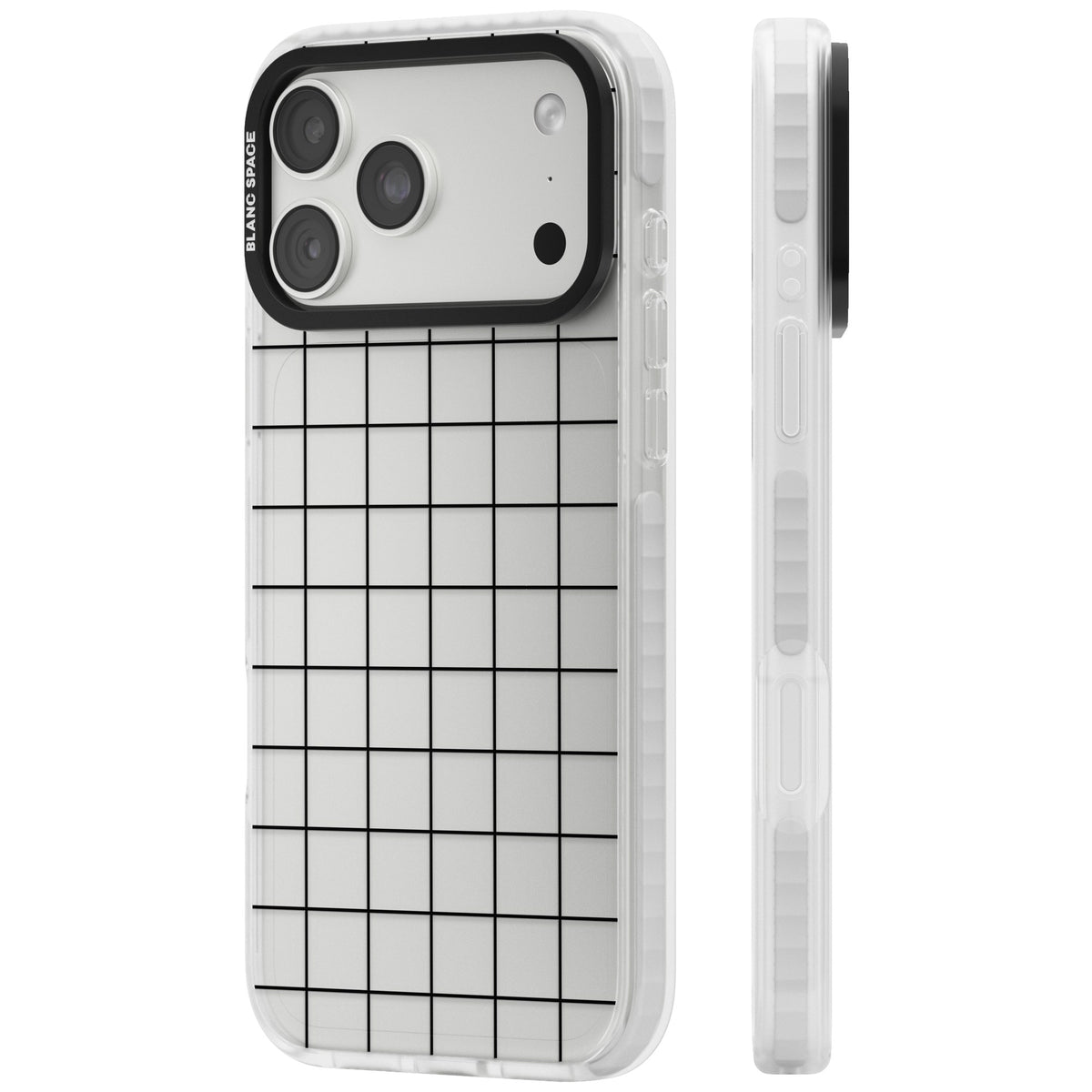 Simplistic Large Grid iPhone 18 Pro Max Impact Clear Phone Case side
