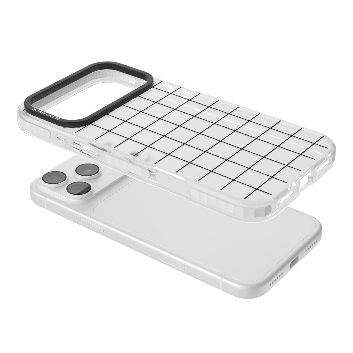 Simplistic Large Grid iPhone 18 Pro Max Impact Clear Phone Case angled