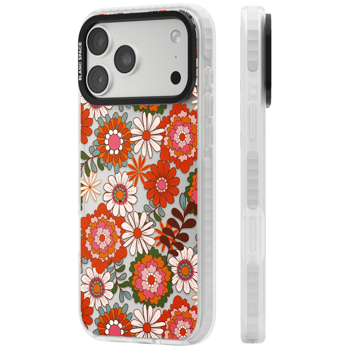 Seventies Bloom iPhone 18 Pro Max Impact Clear Phone Case side