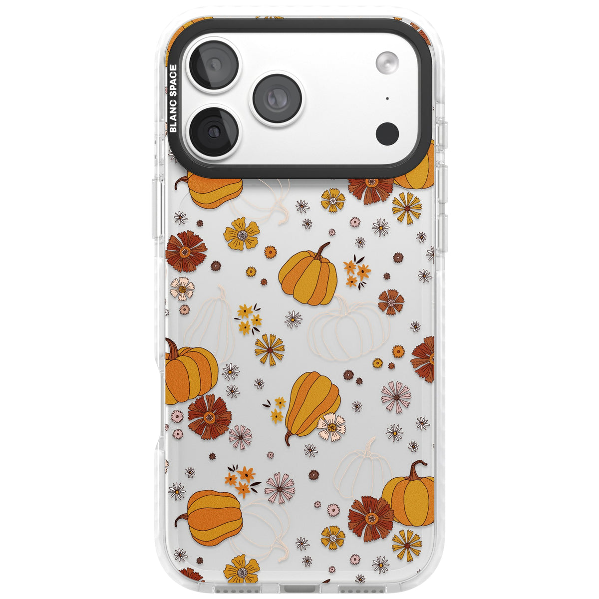 Pumpkins And Flowers iPhone 18 Pro Max Impact Clear Phone Case front