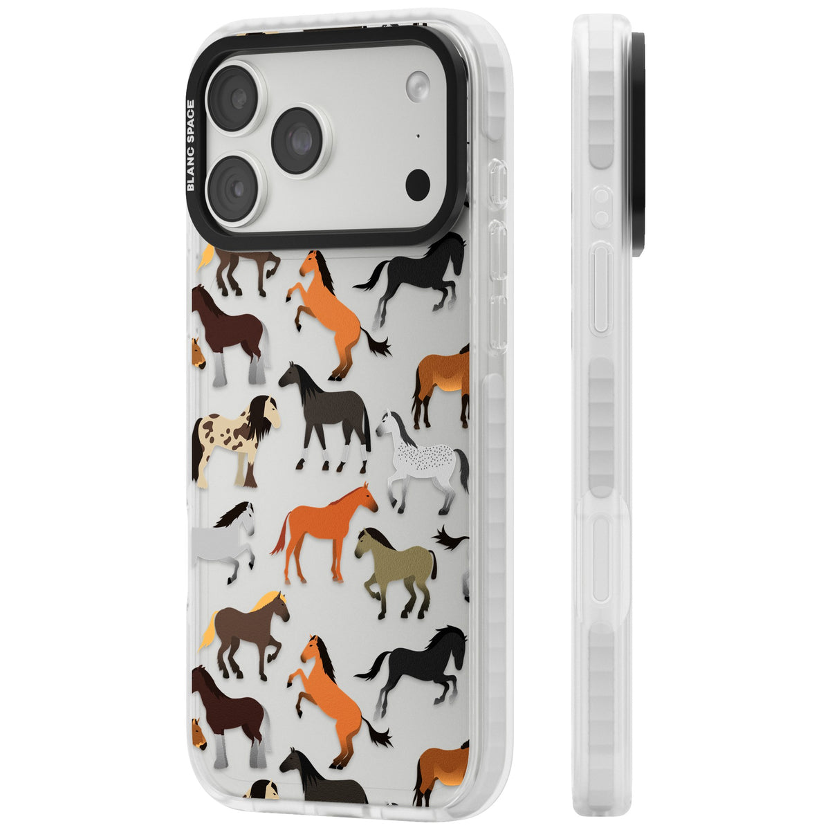 Horse Pattern iPhone 18 Pro Max Impact Clear Phone Case side