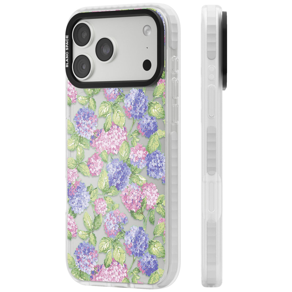 Cottage Hydrangea iPhone 18 Pro Max Impact Clear Phone Case side