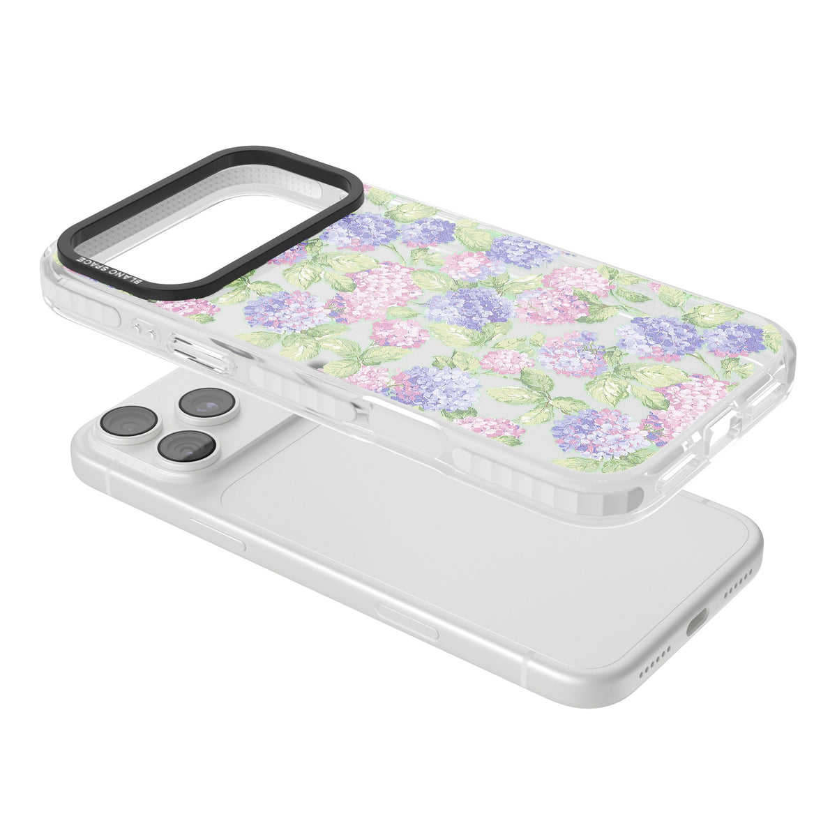 Cottage Hydrangea iPhone 18 Pro Max Impact Clear Phone Case angled