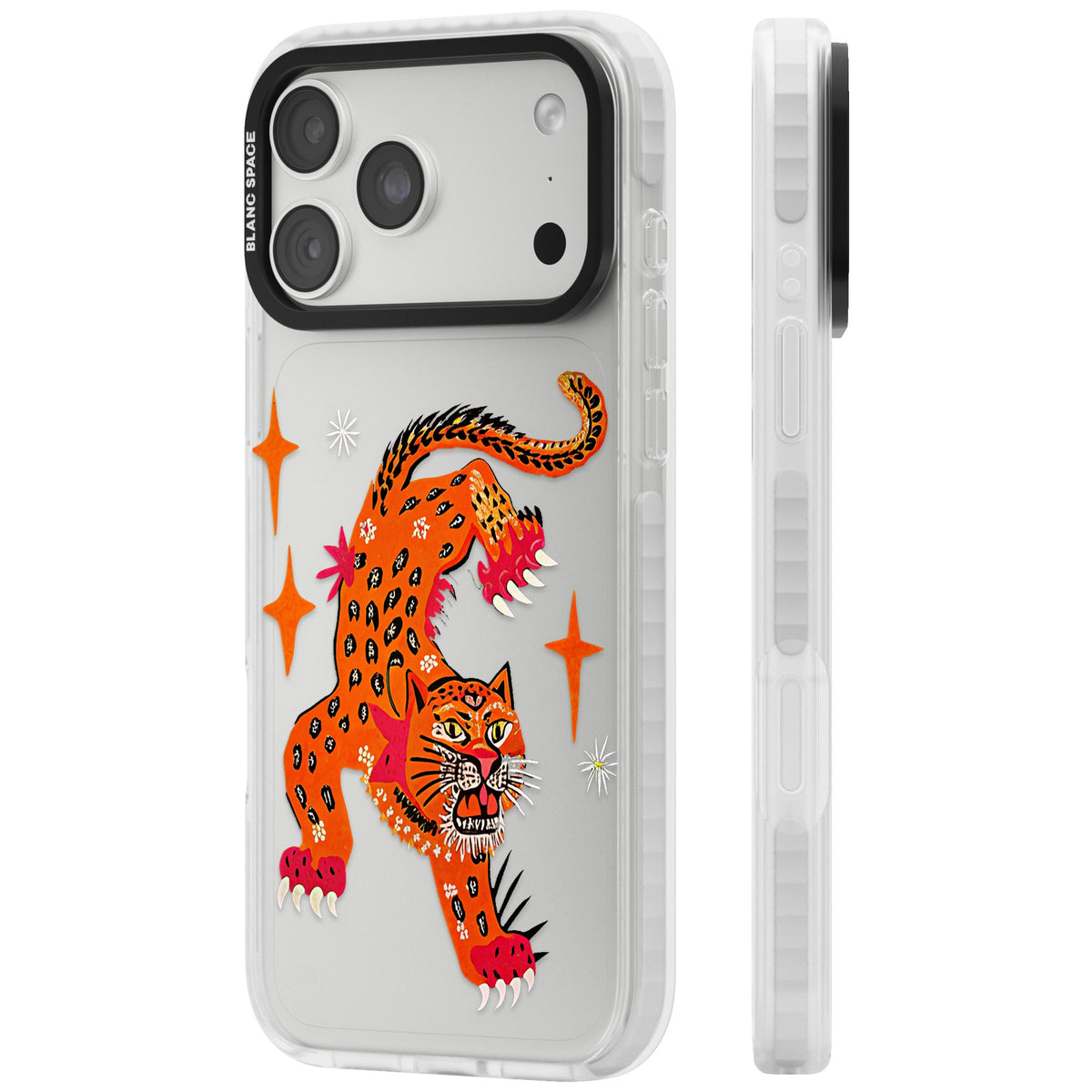Fierce Jaguar Clear iPhone 18 Pro Max Impact Clear Phone Case side