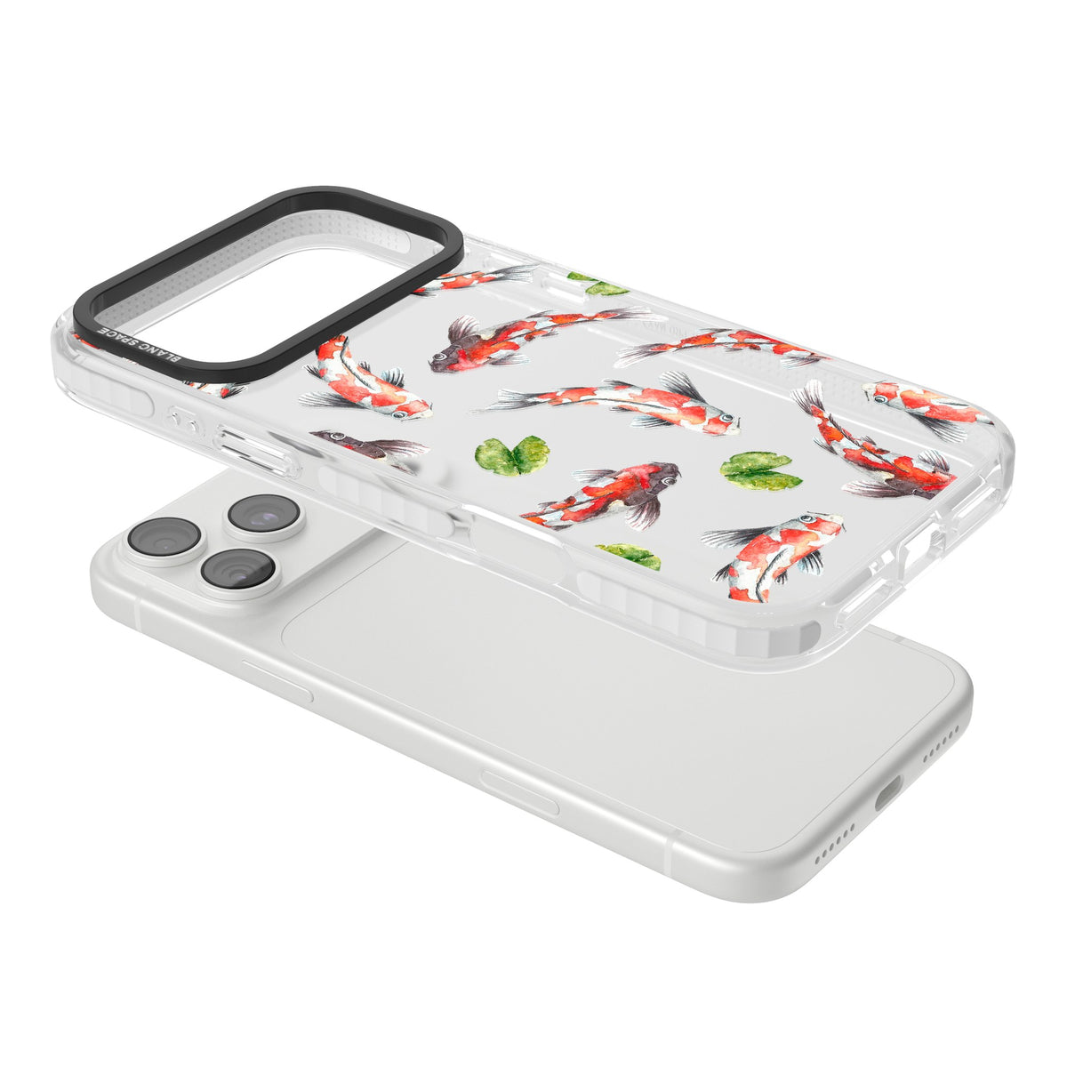 Koi Fish In Watercolour iPhone 18 Pro Max Impact Clear Phone Case angled