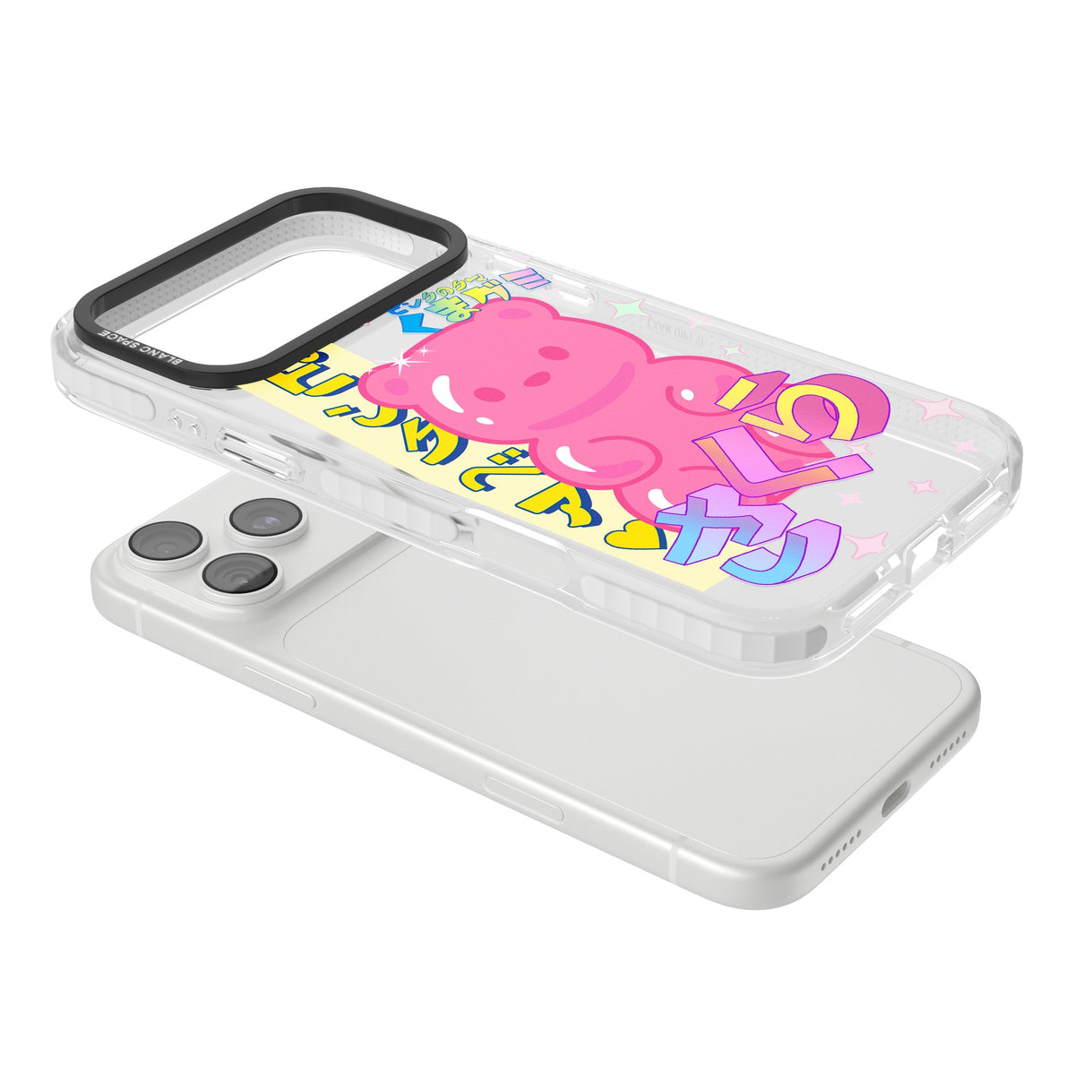 Bubblegum Bear iPhone 18 Pro Max Impact Clear Phone Case angled
