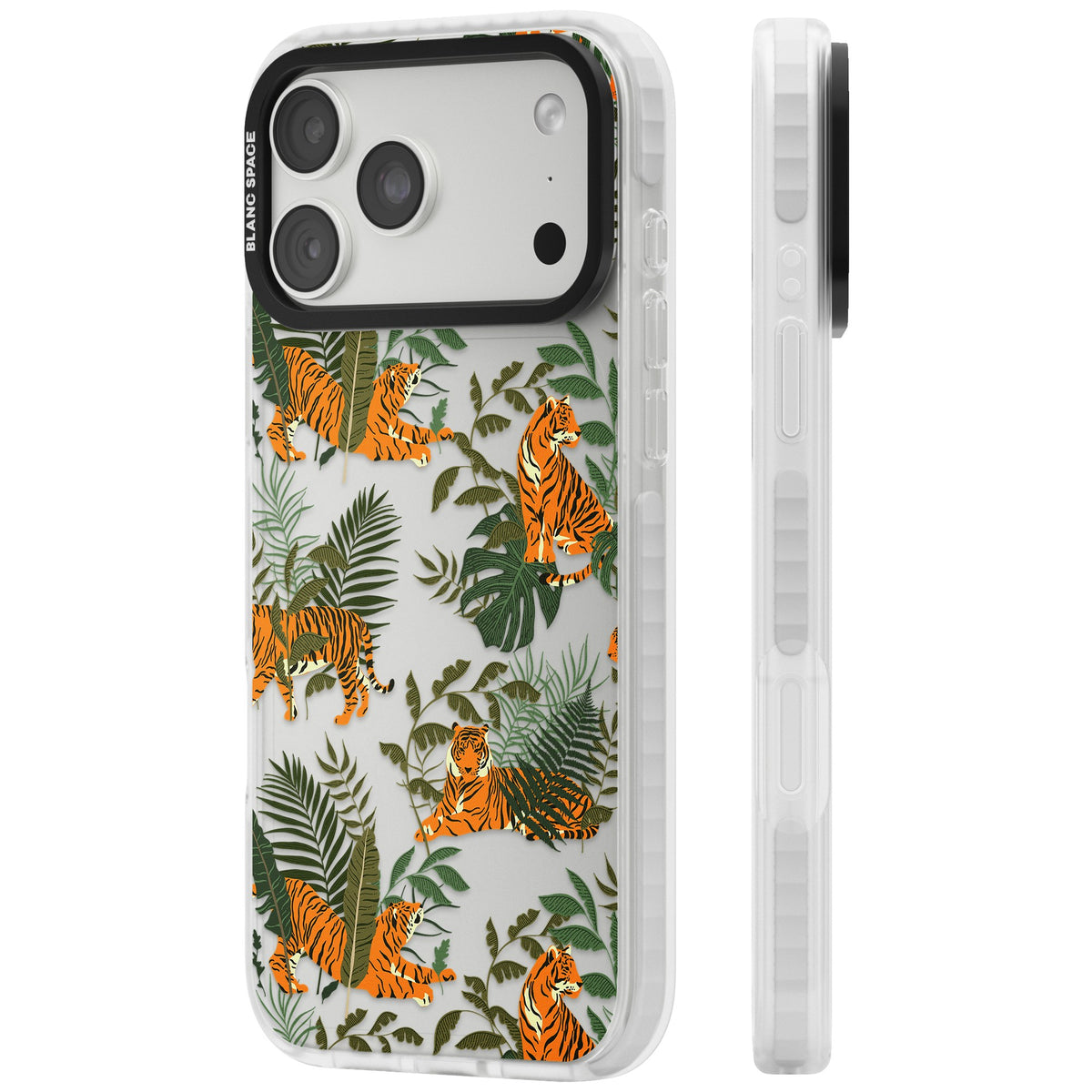 Tiger & Fern Jungle iPhone 18 Pro Max Impact Clear Phone Case side