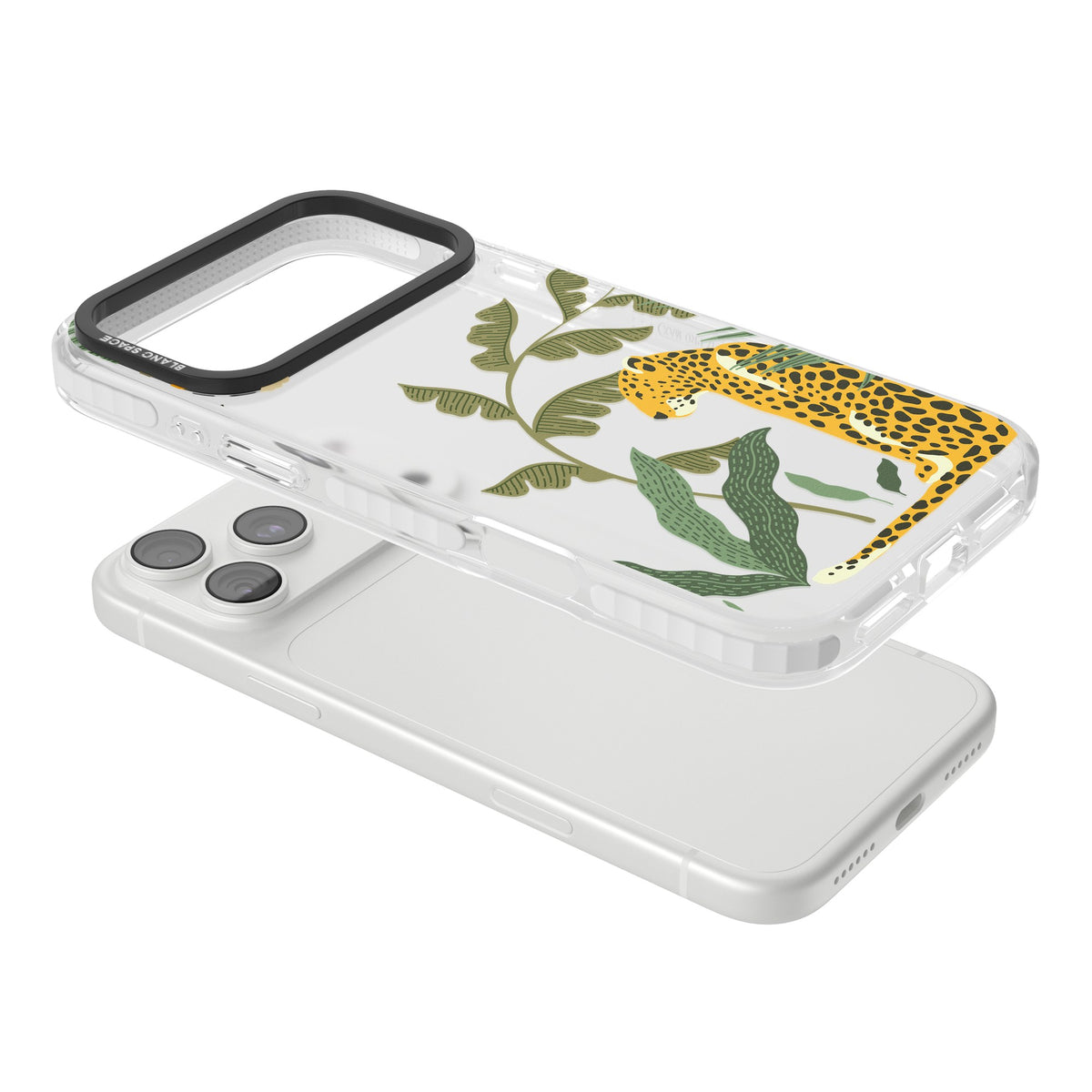Large Jungle Cat Pattern iPhone 18 Pro Max Impact Clear Phone Case angled