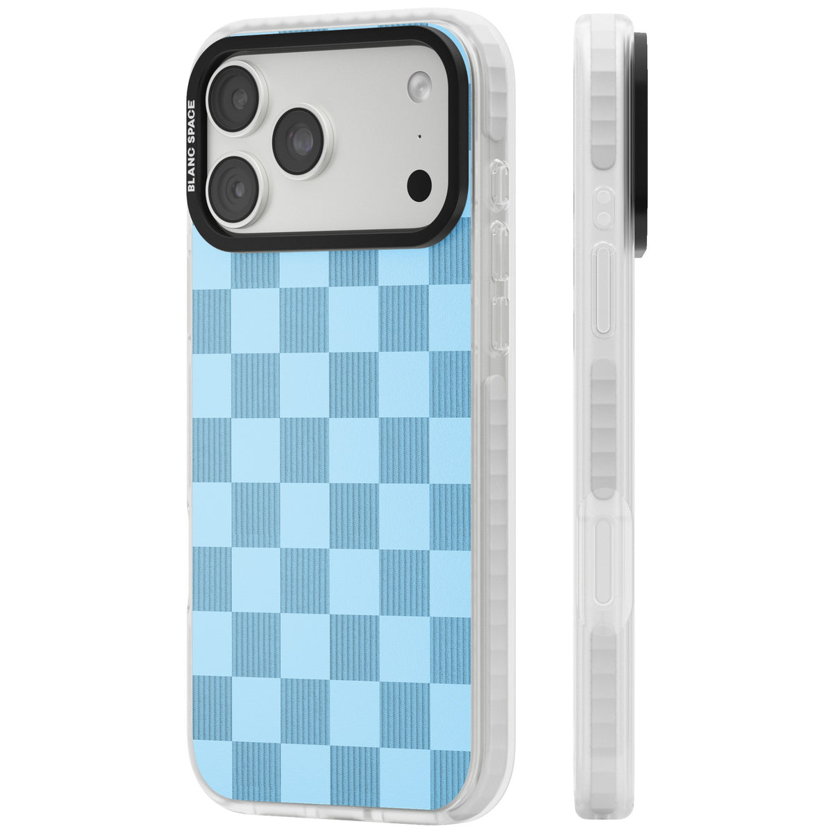 Skyblue Checkered iPhone 18 Pro Max Impact Clear Phone Case side