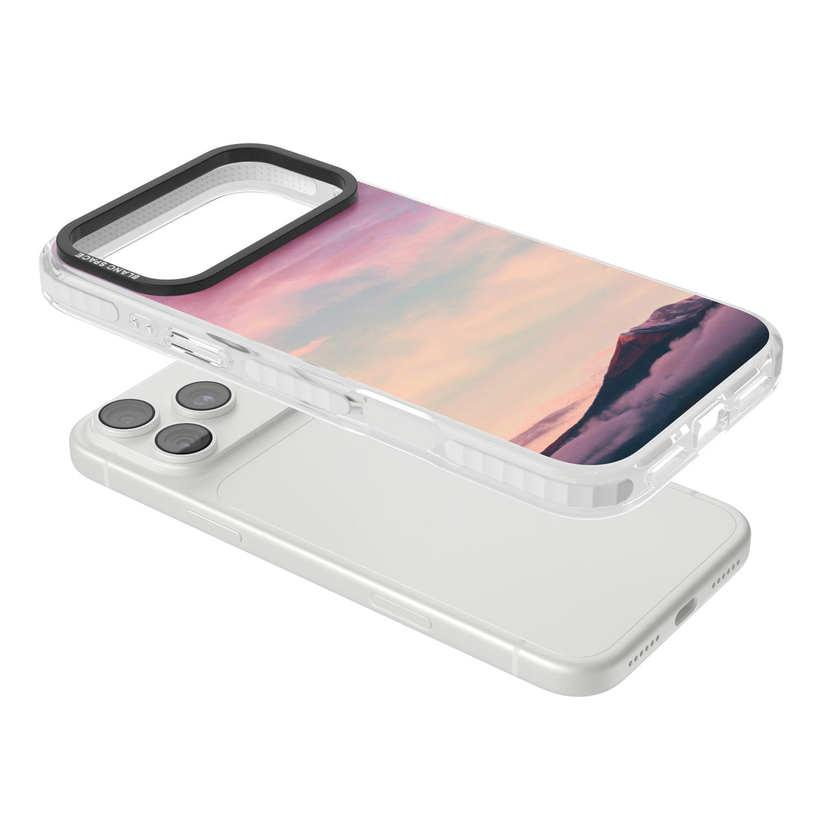 Pastel Mountain Sunset iPhone 18 Pro Max Impact Clear Phone Case angled