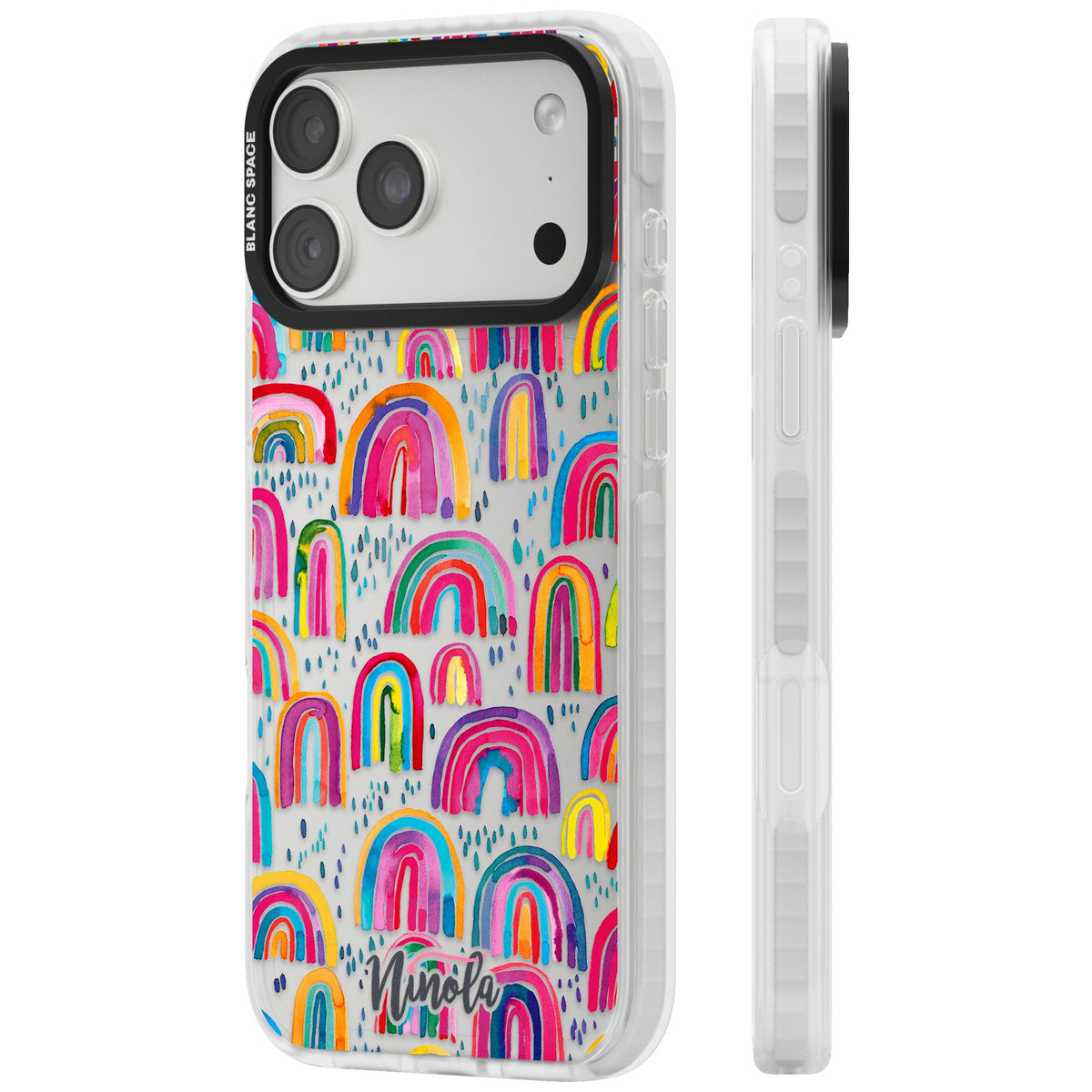 Watercolor Rainbow iPhone 18 Pro Max Impact Clear Phone Case side