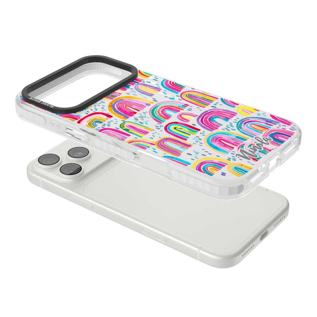 Watercolor Rainbow iPhone 18 Pro Max Impact Clear Phone Case angled